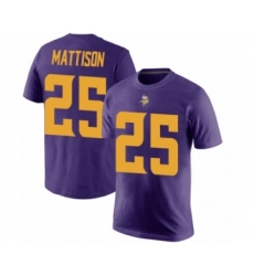 Football Minnesota Vikings #25 Alexander Mattison Purple Rush Pride Name & Number T-Shirt