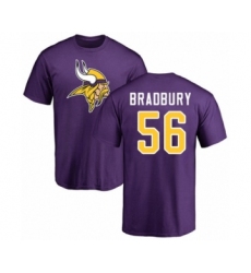 Football Minnesota Vikings #56 Garrett Bradbury Purple Name & Number Logo T-Shirt