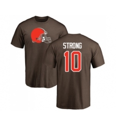 Football Cleveland Browns #10 Jaelen Strong Brown Name & Number Logo T-Shirt