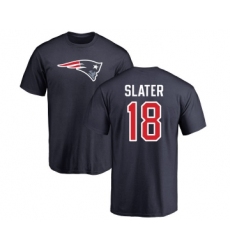 Football New England Patriots #18 Matthew Slater Navy Blue Name & Number Logo T-Shirt
