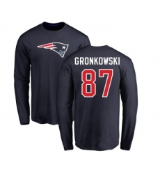 Football New England Patriots #87 Rob Gronkowski Navy Blue Name & Number Logo Long Sleeve T-Shirt