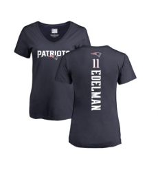 Football Women's New England Patriots #11 Julian Edelman Navy Blue Backer T-Shirt