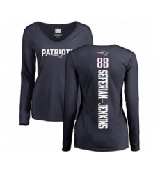Football Women's New England Patriots #88 Austin Seferian-Jenkins Navy Blue Backer Slim Fit Long Sleeve T-Shirt