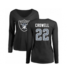 Football Women's Oakland Raiders #22 Isaiah Crowell Black Name & Number Logo Long Sleeve T-Shirt