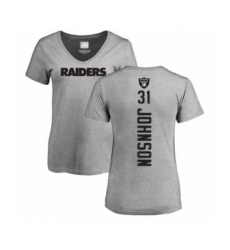 Football Women's Oakland Raiders #31 Isaiah Johnson Ash Backer T-Shirt