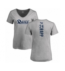 Football Women's Los Angeles Rams #24 Taylor Rapp Ash Backer V-Neck T-Shirt