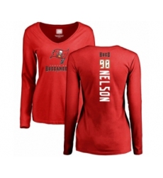 Football Women's Tampa Bay Buccaneers #98 Anthony Nelson Red Backer Long Sleeve T-Shirt