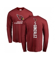 Football Arizona Cardinals #5 Zane Gonzalez Maroon Backer Long Sleeve T-Shirt