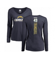 Football Women's Los Angeles Chargers #49 Drue Tranquill Navy Blue Backer Long Sleeve T-Shirt