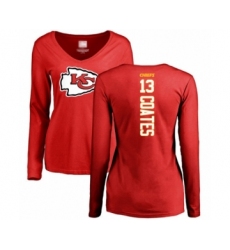 Football Women's Kansas City Chiefs #13 Sammie Coates Red Backer Slim Fit Long Sleeve T-Shirt