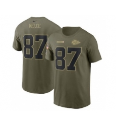 Men's Kansas City Chiefs Travis Kelce Football Camo 2021 Salute To Service Name & Number T-Shirt