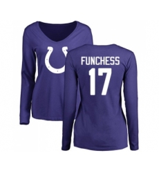Football Women's Indianapolis Colts #17 Devin Funchess Royal Blue Name & Number Logo Long Sleeve T-Shirt