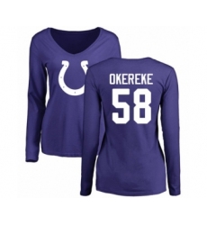 Football Women's Indianapolis Colts #58 Bobby Okereke Royal Blue Name & Number Logo Long Sleeve T-Shirt