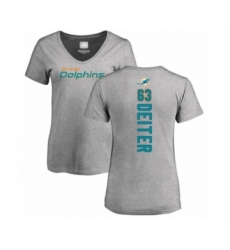 Football Women's Miami Dolphins #63 Michael Deiter Ash Backer T-Shirt