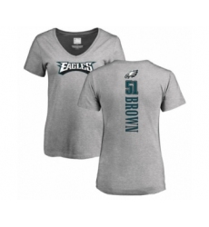 Women's Philadelphia Eagles #51 Zach Brown Ash Backer V-Neck T-Shirt