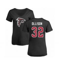 Football Women's Atlanta Falcons #32 Qadree Ollison Black Name & Number Logo T-Shirt