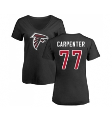Football Women's Atlanta Falcons #77 James Carpenter Black Name & Number Logo T-Shirt