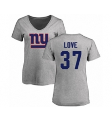 Football Women's New York Giants #37 Julian Love Ash Name & Number Logo T-Shirt