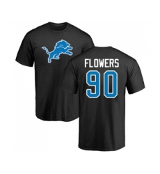 Football Detroit Lions #90 Trey Flowers Black Name & Number Logo T-Shirt