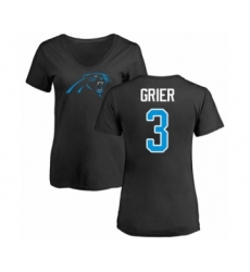 Football Women's Carolina Panthers #3 Will Grier Black Name & Number Logo Slim Fit T-Shirt