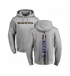 Football Baltimore Ravens #21 Mark Ingram II Ash Backer Pullover Hoodie