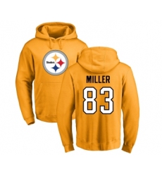 Football Pittsburgh Steelers #83 Heath Miller Gold Name & Number Logo Pullover Hoodie