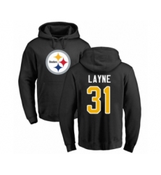 Pittsburgh Steelers #31 Justin Layne Black Name & Number Logo Pullover Hoodie