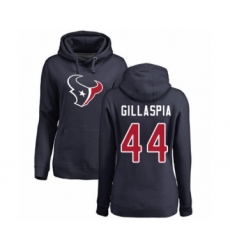 Football Women's Houston Texans #44 Cullen Gillaspia Navy Blue Name & Number Logo Pullover Hoodie