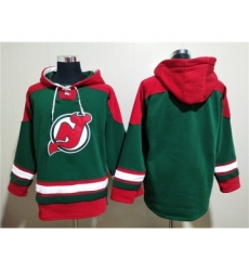 Men's New Jersey Devils Blank Green Ageless Must-Have Lace-Up Pullover Hoodie