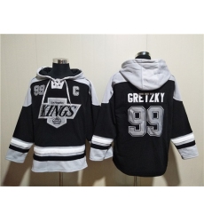 Men's Los Angeles Kings #99 Wayne Gretzky Black Ageless Must-Have Lace-Up Pullover Hoodie