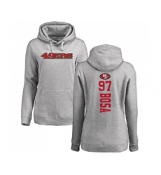Football Women's San Francisco 49ers #97 Nick Bosa Ash Backer Pullover Hoodie