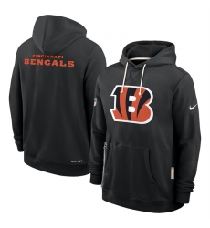 Men's Cincinnati Bengals Black Sideline Standard Issue Initial Home Dri-FIT Pullover Hoodie
