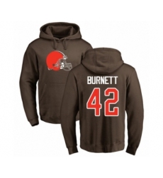 Football Cleveland Browns #42 Morgan Burnett Brown Name & Number Logo Pullover Hoodie