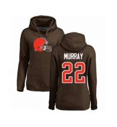 Football Women's Cleveland Browns #22 Eric Murray Brown Name & Number Logo Pullover Hoodie