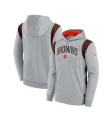 Men's Cleveland Browns Gray Sideline Stack Performance Pullover Hoodie