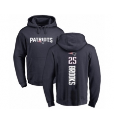 Football New England Patriots #25 Terrence Brooks Navy Blue Backer Pullover Hoodie