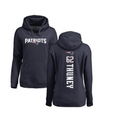 Football Women's New England Patriots #62 Joe Thuney Navy Blue Backer Pullover Hoodie