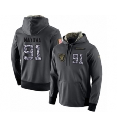 Football Men's Oakland Raiders #91 Benson Mayowa Stitched Black Anthracite Salute to Service Player Performance Hoodie