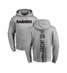 Football Oakland Raiders #28 Josh Jacobs Ash Backer Pullover Hoodie
