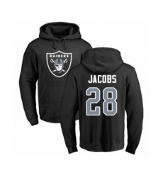 Football Oakland Raiders #28 Josh Jacobs Black Name & Number Logo Pullover Hoodie