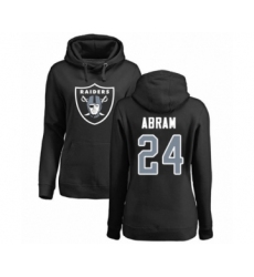 Football Women's Oakland Raiders #24 Johnathan Abram Black Name & Number Logo Pullover Hoodie