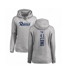 Football Women's Los Angeles Rams #41 David Long Ash Backer Pullover Hoodie