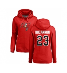 Football Women's Tampa Bay Buccaneers #23 Deone Bucannon Red Name & Number Logo Pullover Hoodie