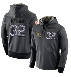 NFL Men Nike Arizona Cardinals #32 Tyrann Mathieu Stitched Black Anthracite Salute to Service Player Performance Hoodie