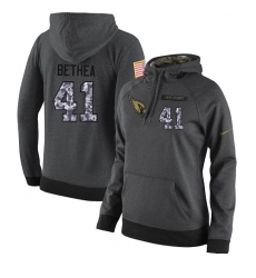NFL Women Nike Arizona Cardinals #41 Antoine Bethea Stitched Black Anthracite Salute to Service Player Performance Hoodie