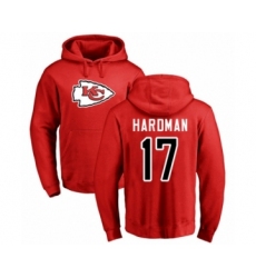 Football Kansas City Chiefs #17 Mecole Hardman Red Name & Number Logo Pullover Hoodie