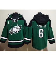 Men's Philadelphia Eagles #6 DeVonta Smith Green Lace-Up Pullover Hoodie