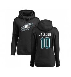 Women's Philadelphia Eagles #10 DeSean Jackson Black Name & Number Logo Pullover Hoodie