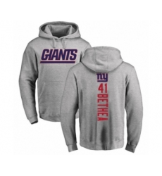 Football New York Giants #41 Antoine Bethea Ash Backer Pullover Hoodie