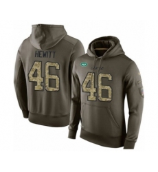 Football Men's New York Jets #46 Neville Hewitt Green Salute To Service Pullover Hoodie